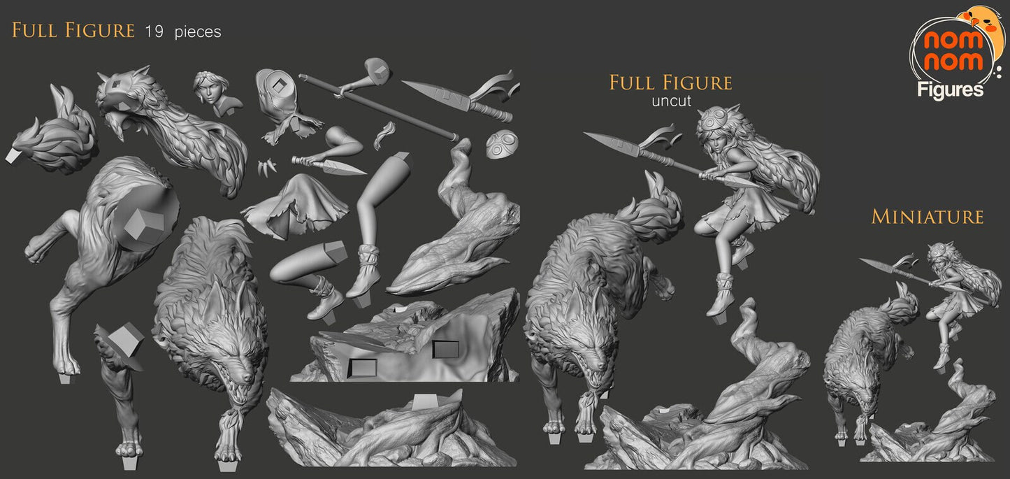 Wolf-Raised Princess | Resin Garage Kit Figure Anime Fan Art | Nomnom Figures