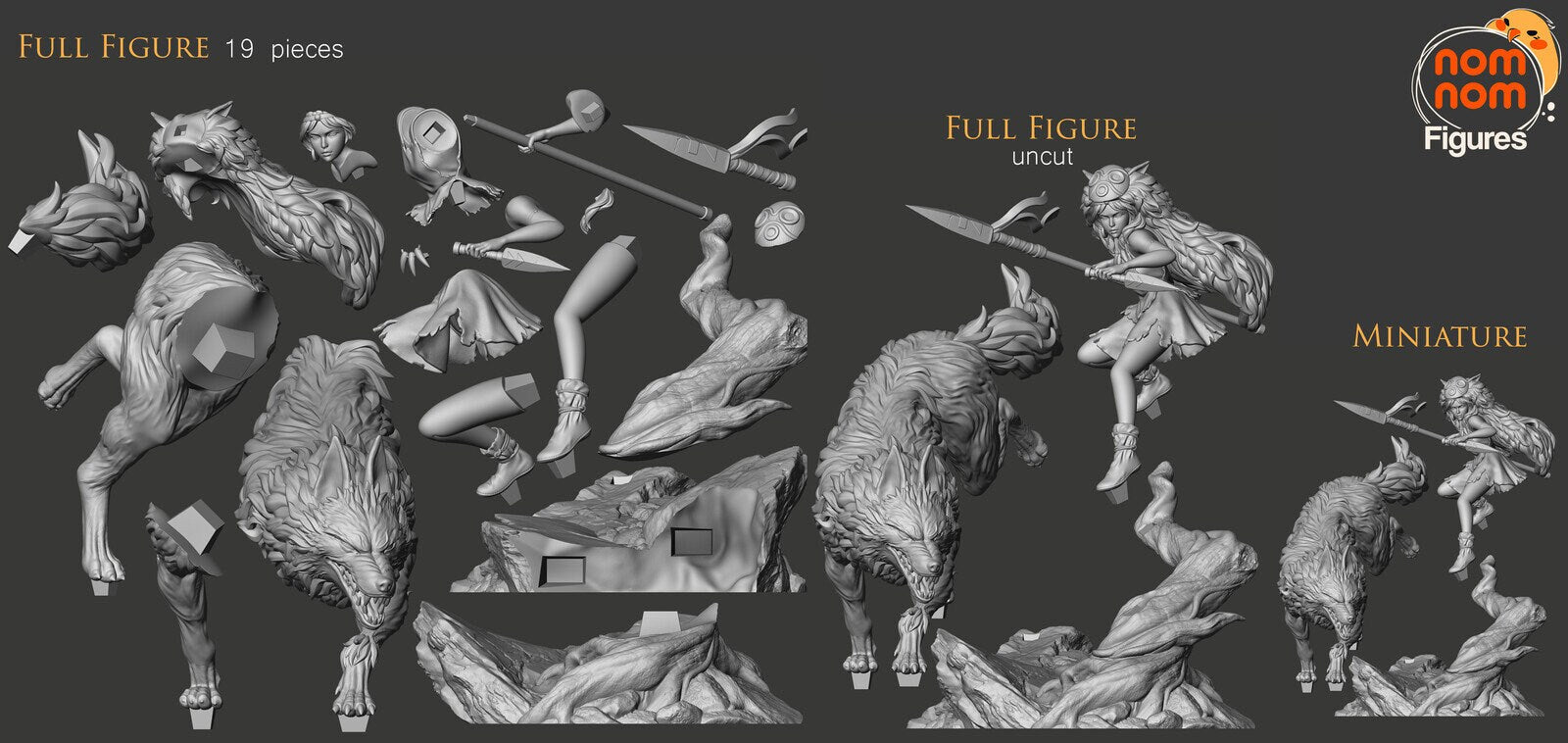 Wolf-Raised Princess | Resin Garage Kit Figure Anime Fan Art | Nomnom Figures