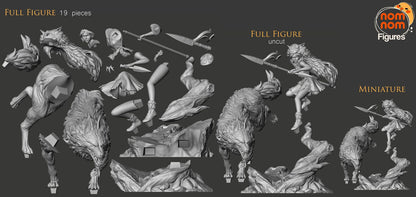 Wolf-Raised Princess | Resin Garage Kit Figure Anime Fan Art | Nomnom Figures