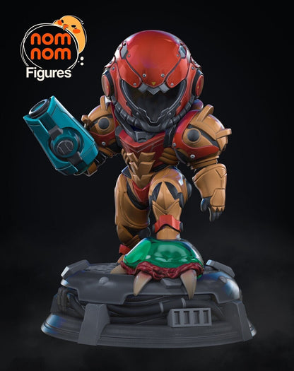 Chibi Space Bounty Hunter | Resin Garage Kit Figure Video Game Fan Art | Nomnom Figures