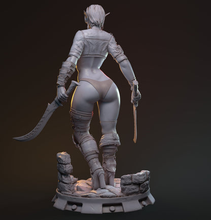 Hanza, Elf Drow Fighter | D&D TTRPG Miniature | Hardwitch Games