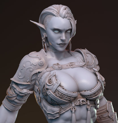 Hanza, Elf Drow Fighter | D&D TTRPG Miniature | Hardwitch Games