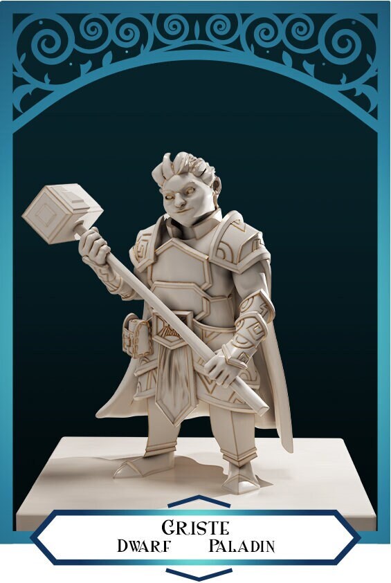 Dwarf Paladin | D&D TTRPG Miniature | DnD Is A Woman | NO BASE