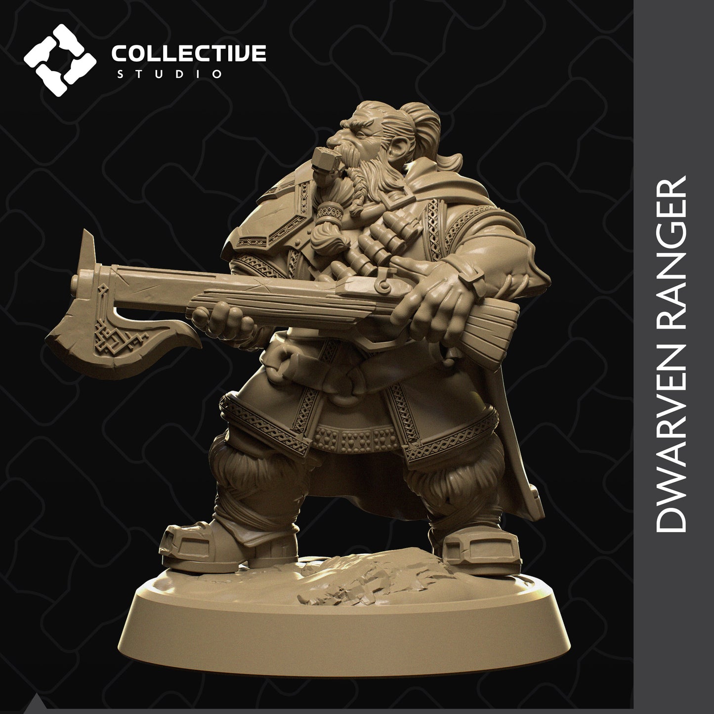 Dwarven Ranger | Tabletop Gaming Mini or Display Figure | Collective Studio