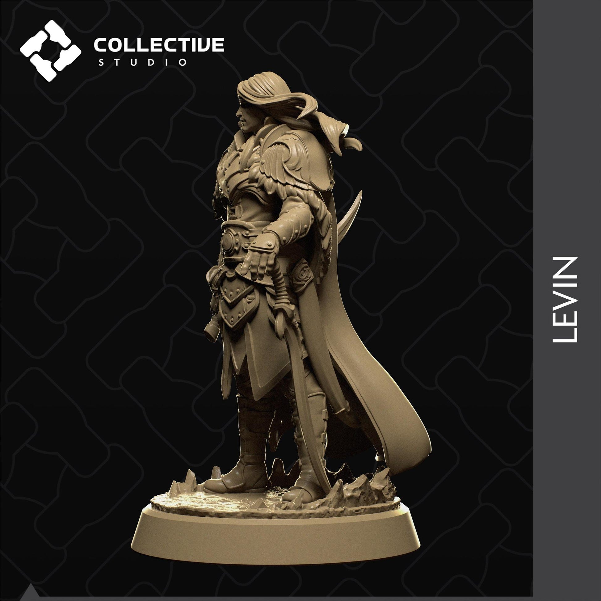 Levin, Elf Drow Fighter Ranger | Tabletop Gaming Mini or Display Figure | Collective Studio