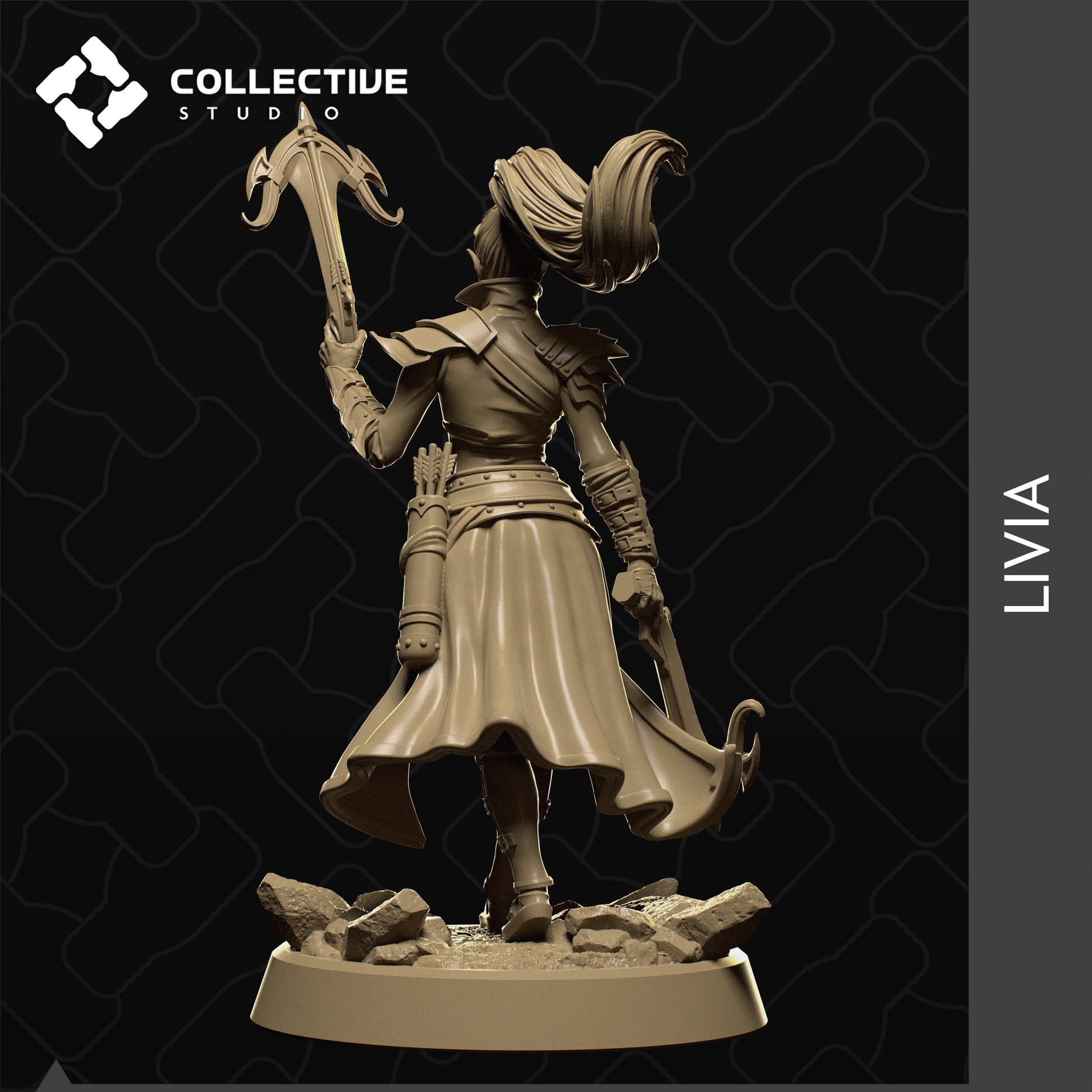 Livia, Elf Drow Ranger | Tabletop Gaming Mini or Display Figure | Collective Studio