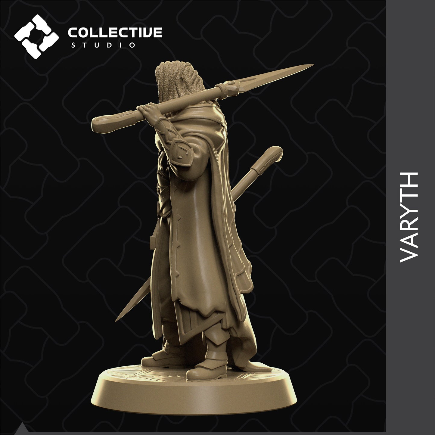 Varyth, Drow Elf Fighter Ranger Warrior | D&D Tabletop Gaming Mini or Display Figure | Collective Studio
