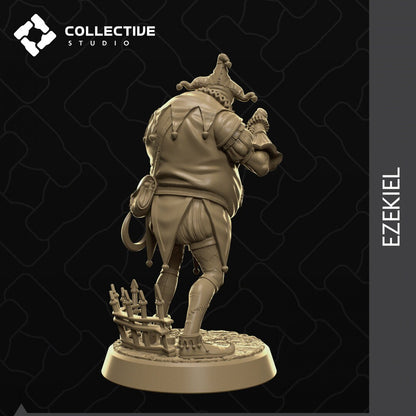 Ezekiel Twisted Jester miniature from Tattles Told 3D, tabletop gaming or display figure featuring a detailed jester character.
