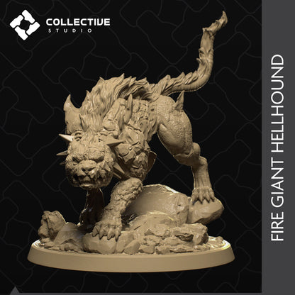 Fire Giant Hell Hound | Tabletop Gaming Mini or Display Figure | Collective Studio