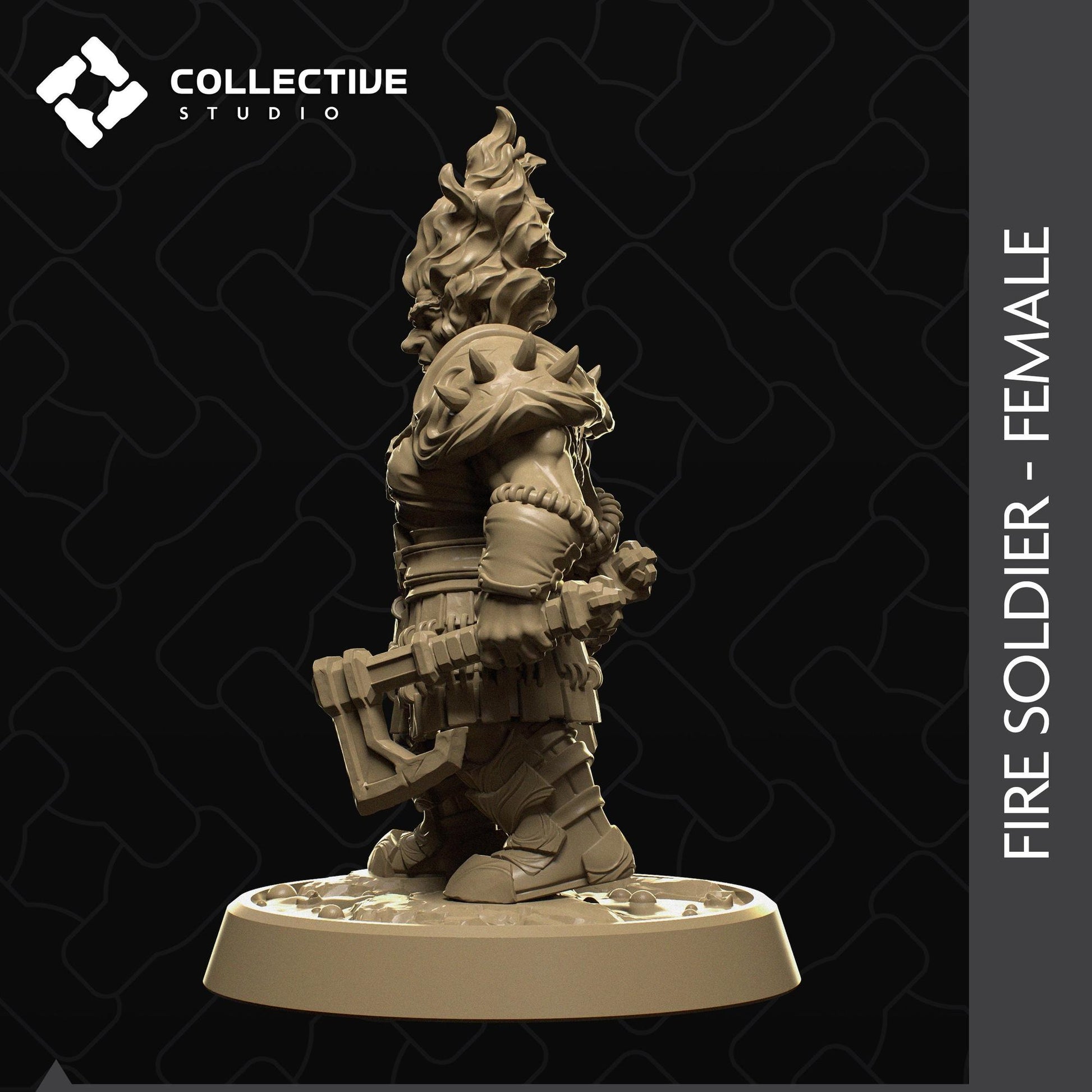 Fire Dwarven Soldier Female | Tabletop Gaming Mini or Display Figure | Collective Studio