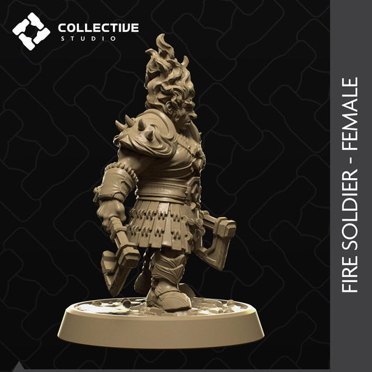 Fire Dwarven Soldier Female | Tabletop Gaming Mini or Display Figure | Collective Studio