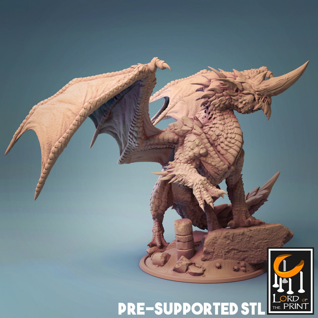 Blue Dragon, Ancient Monster | TABLETOP SCALE | D&D TTRPG Dragon Miniature | Rescale Miniatures