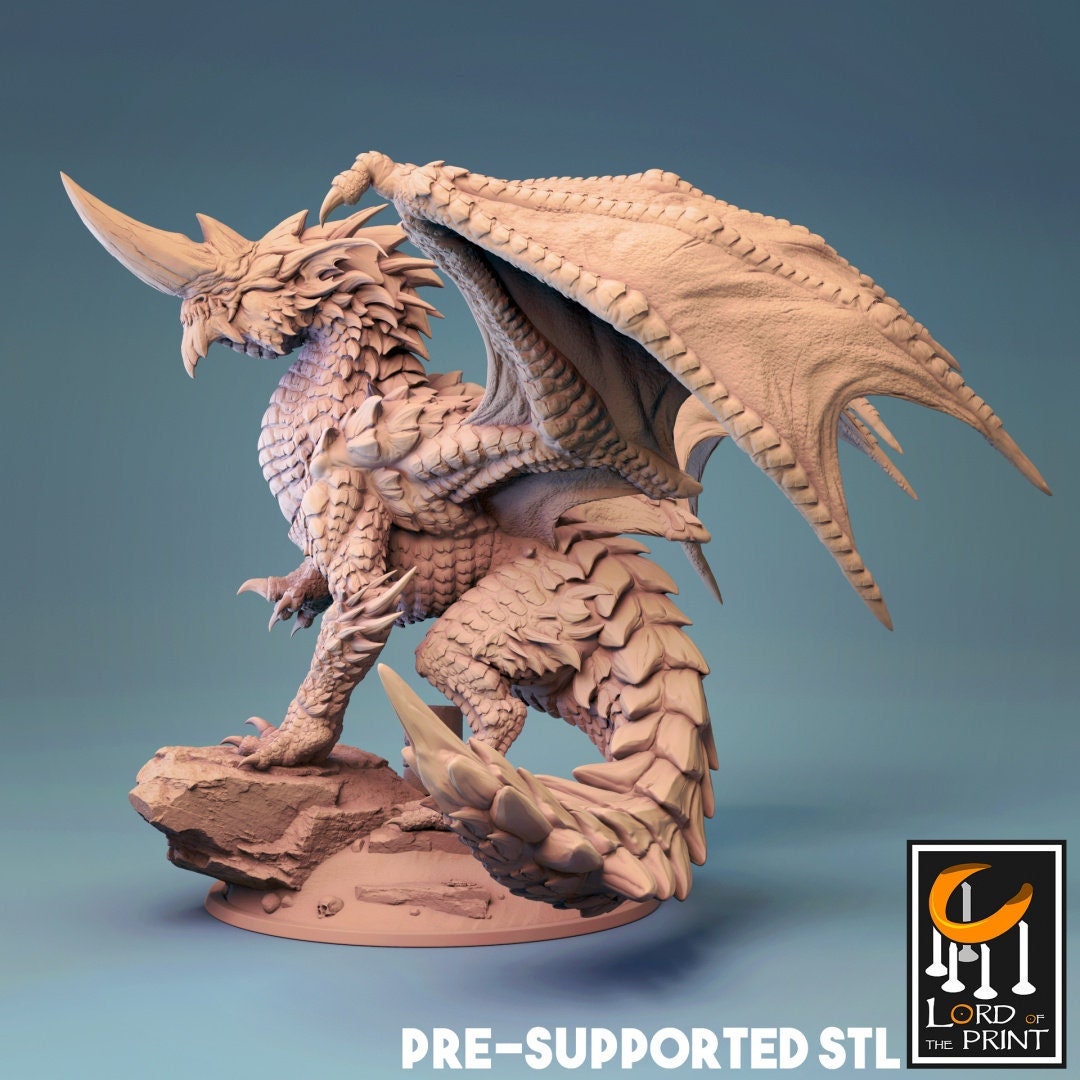 Blue Dragon, Ancient Monster | TABLETOP SCALE | D&D TTRPG Dragon Miniature | Rescale Miniatures