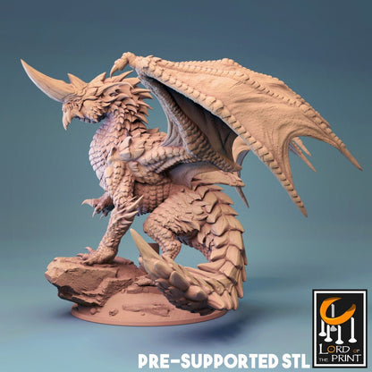 Blue Dragon, Ancient Monster | TABLETOP SCALE | D&D TTRPG Dragon Miniature | Rescale Miniatures