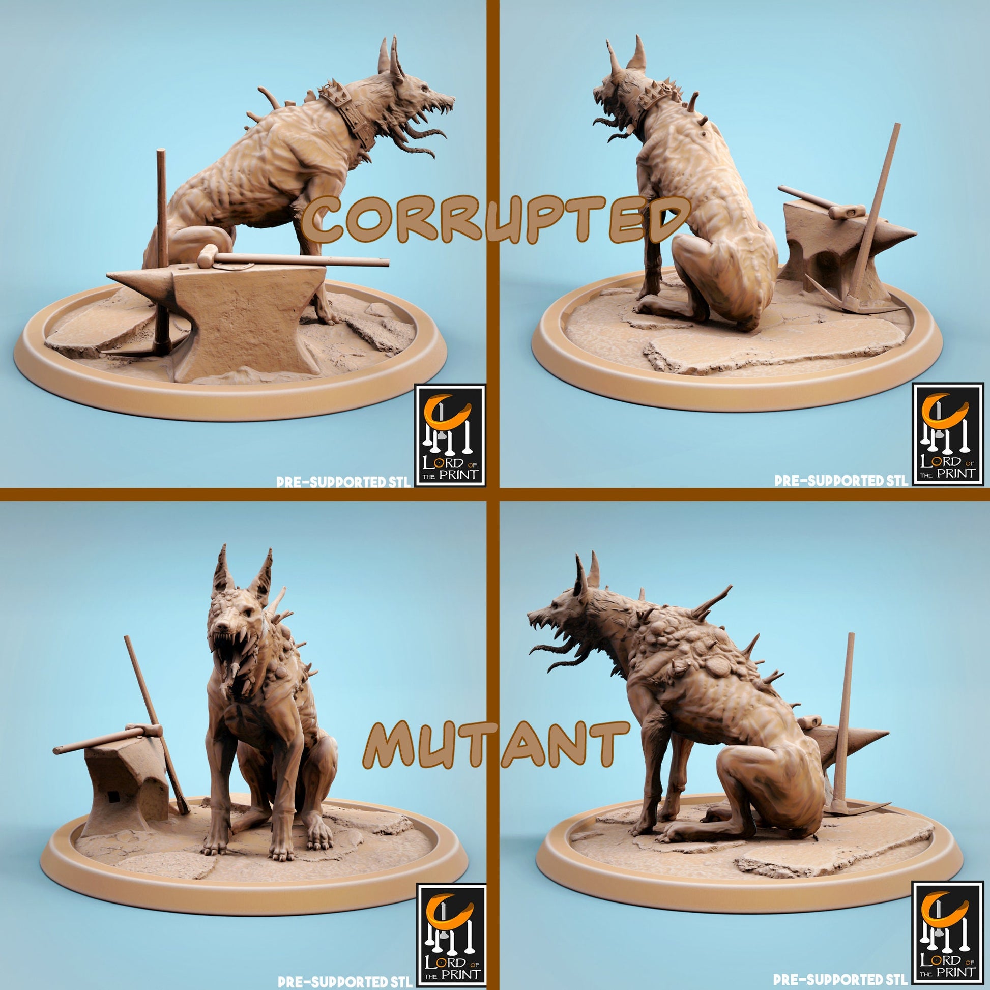 Corrupted Dogs | TABLETOP SCALE | TTRPG Monster Miniature | Rescale Miniatures