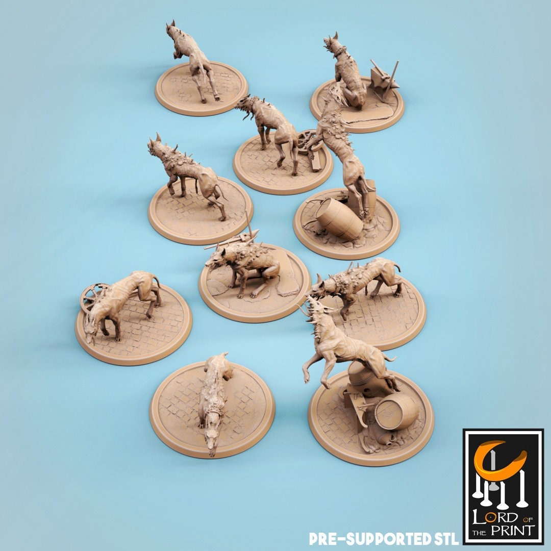 Corrupted Dogs | TABLETOP SCALE | TTRPG Monster Miniature | Rescale Miniatures