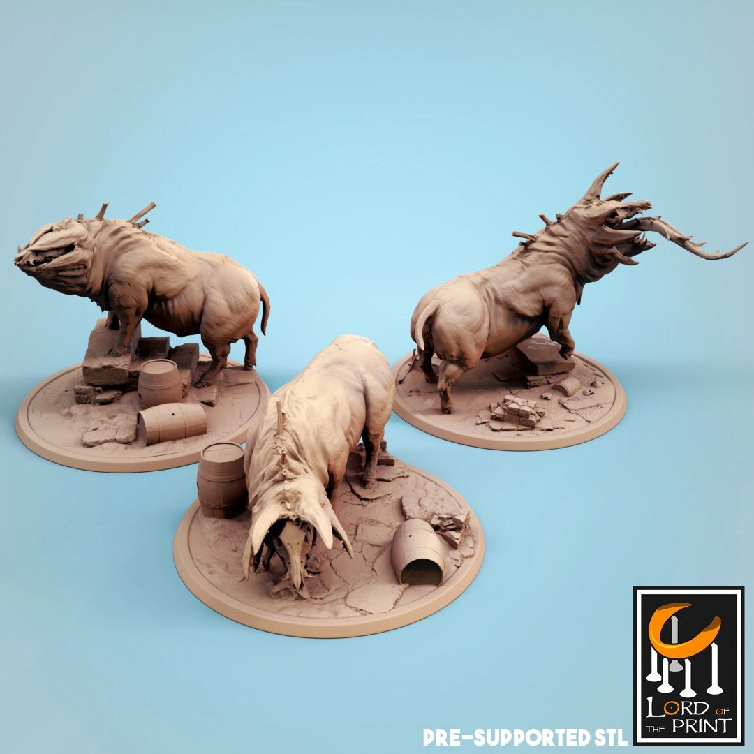 Corrupted Pigs | TABLETOP SCALE | TTRPG Monster Miniature | Rescale Miniatures