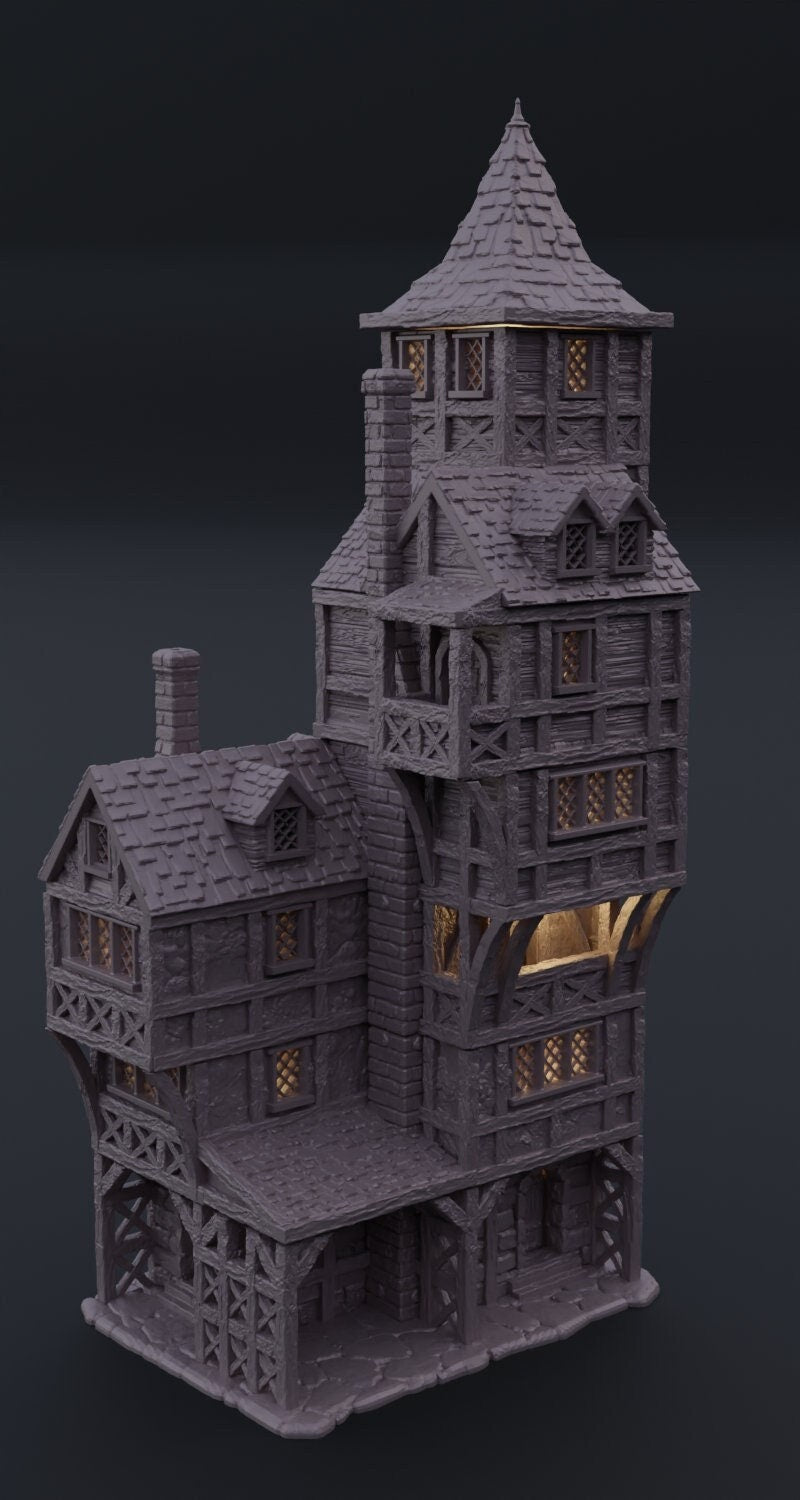 Medieval High House | D&D TTRPG Playable 3D Printed Building Terrain Scenery | MiniatureLand