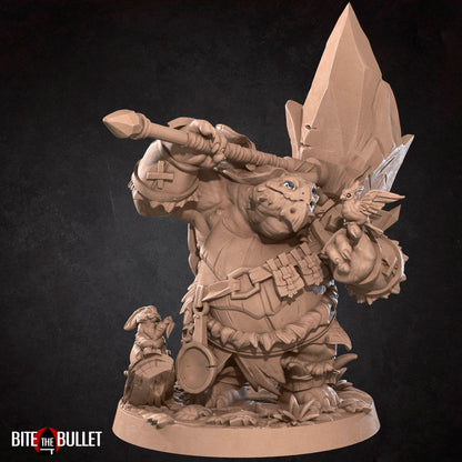 Tortle Barbarian | TABLETOP SCALE | D&D TTRPG Miniature | Bite the Bullet | Unpainted, Unplated Resin 8k