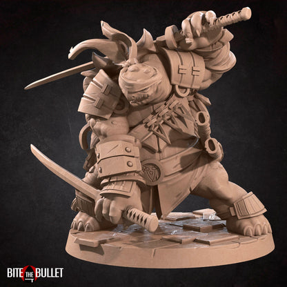 Tortle Ninja | TABLETOP SCALE | D&D TTRPG Miniature | Bite the Bullet | Unpainted, Unplated Resin 8k