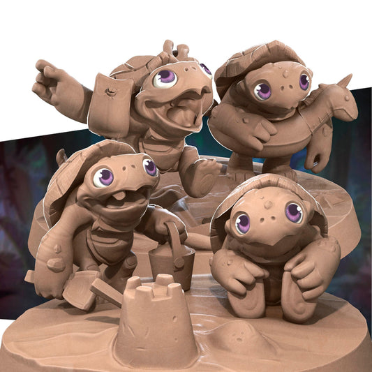 Tortle Babies | TTRPG Miniature | Bite the Bullet | Unpainted, Unplated Resin 8k
