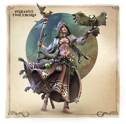 Niranye Twiceborn, Elf Druid | TABLETOP SCALE | TTRPG Miniature | Great Grimoire | Unpainted, Unplated Resin 8k