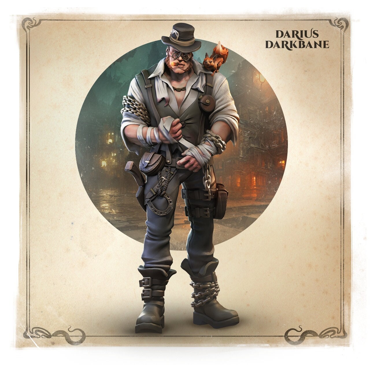 Darius Darkbane, Fighter Brawler Pugilist | TTRPG D&D Miniature | Great Grimoire | Unpainted, Unplated Resin 8k