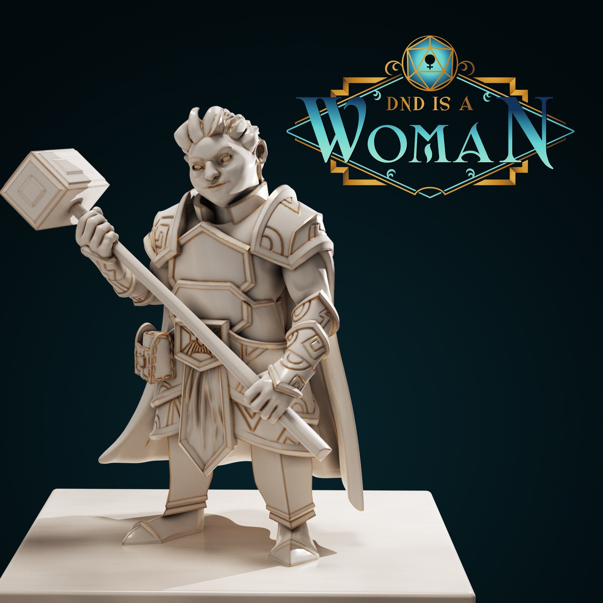Dwarf Paladin | D&D TTRPG Miniature | DnD Is A Woman | NO BASE