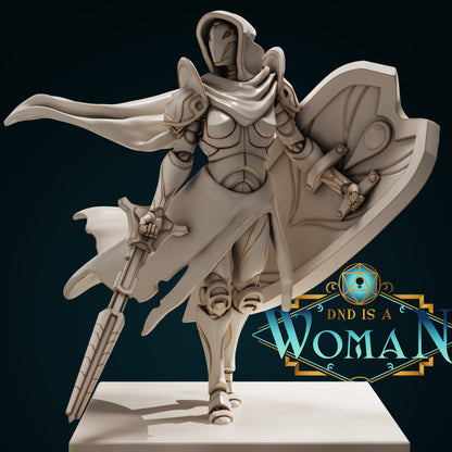 Ironborn Warforged Paladin, Sallute | D&D TTRPG Miniature | DnD Is A Woman | NO BASE