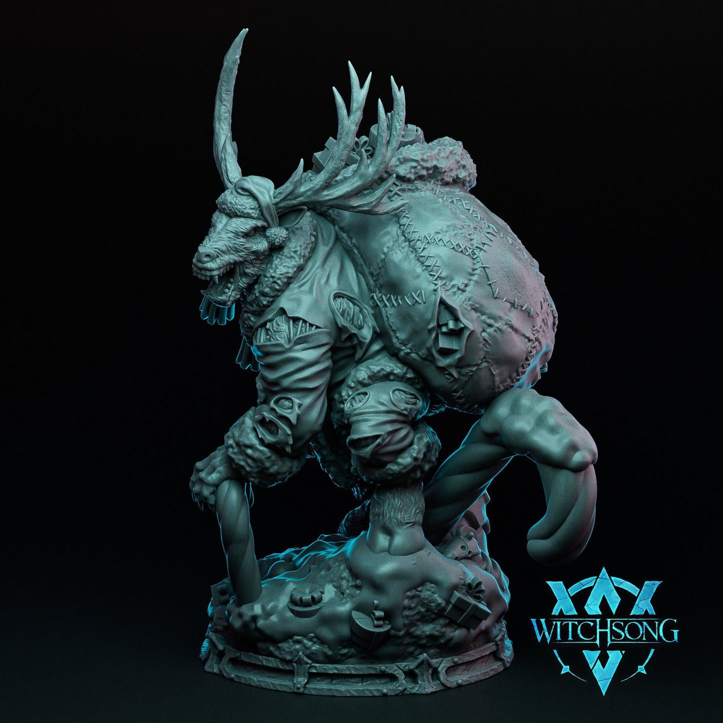 Dasher, Corrupted Reindeer | Mini or Bust | D&D Christmas Monster Miniature Statue | Witchsong Miniatures