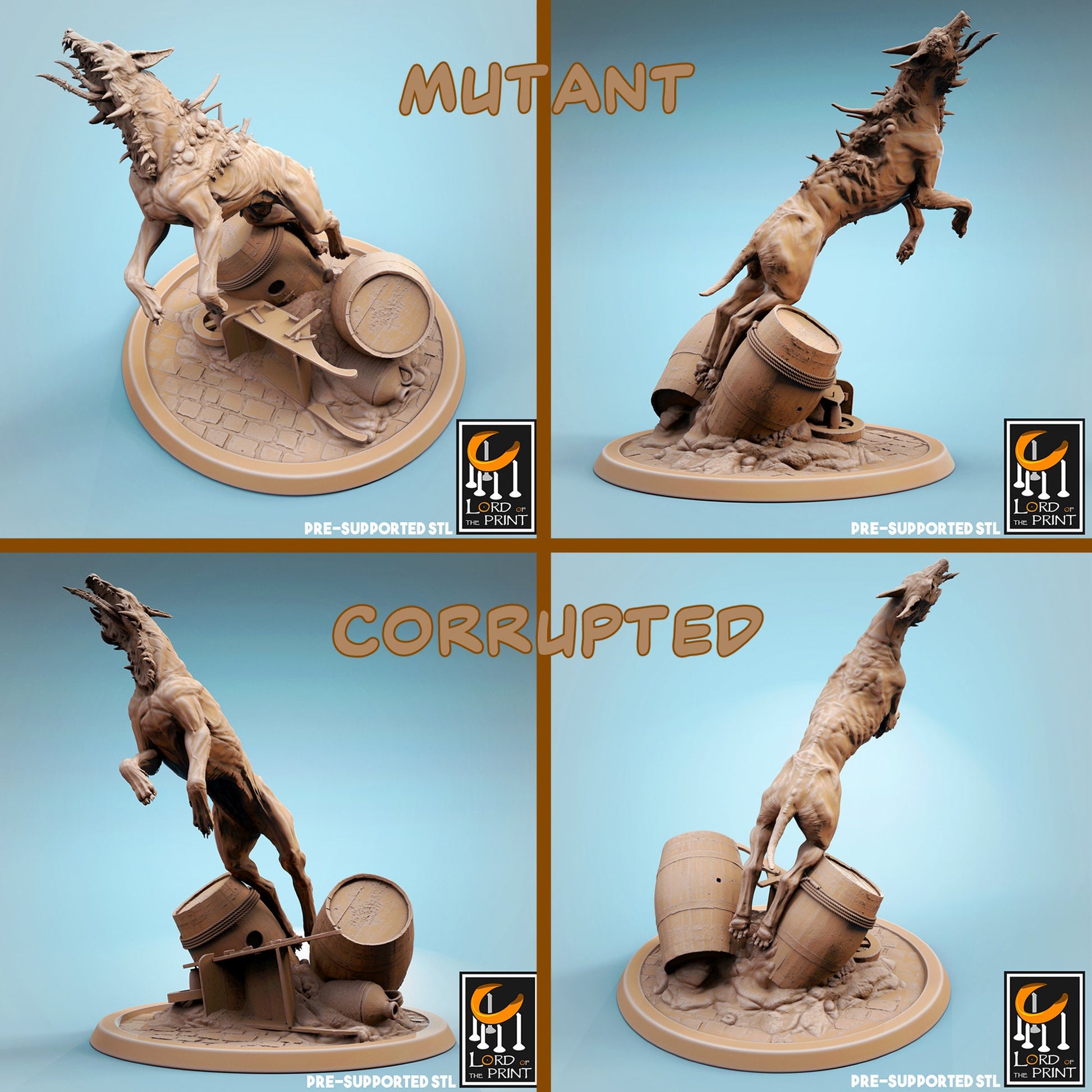Corrupted Dogs | TABLETOP SCALE | TTRPG Monster Miniature | Rescale Miniatures