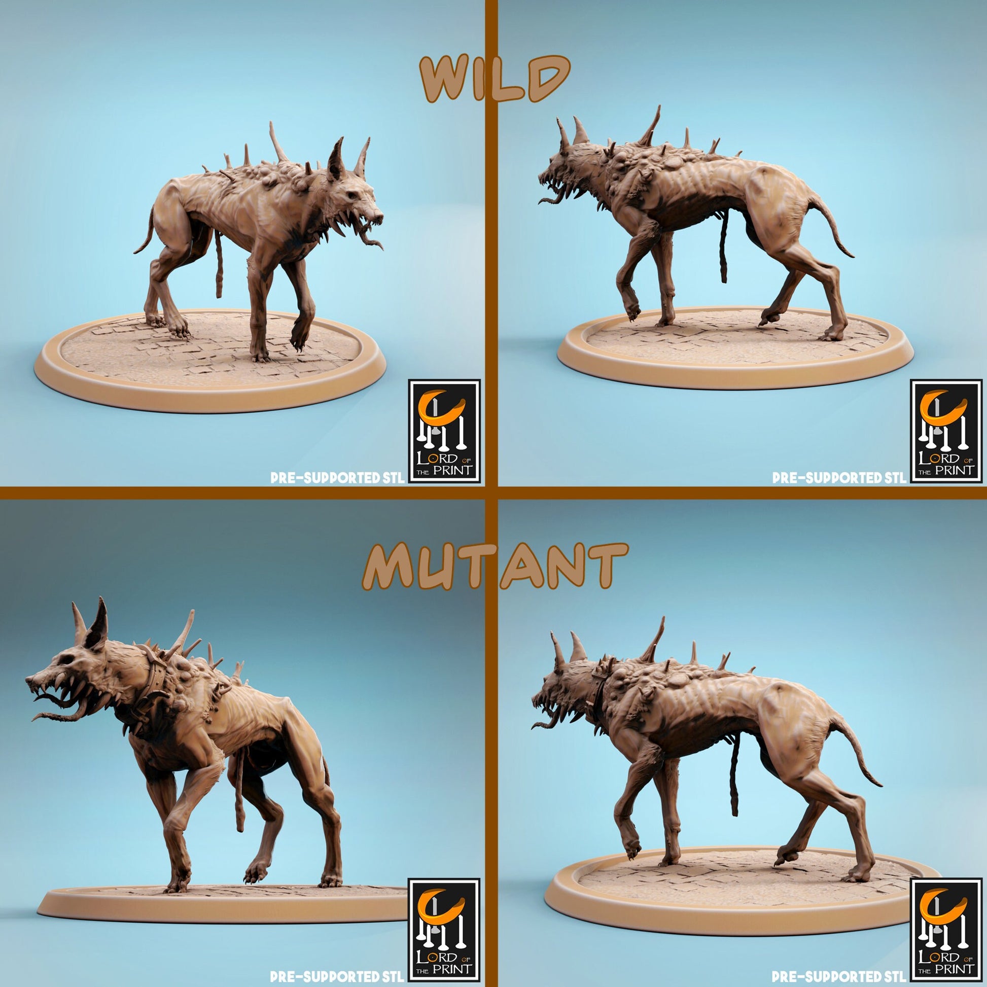 Corrupted Dogs | TABLETOP SCALE | TTRPG Monster Miniature | Rescale Miniatures