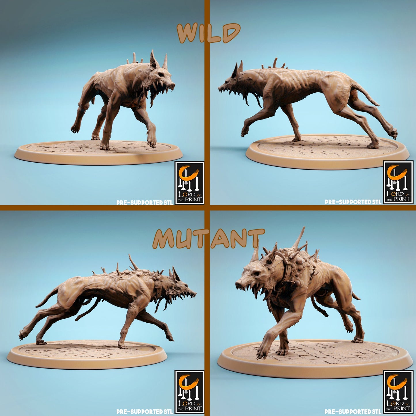 Corrupted Dogs | TABLETOP SCALE | TTRPG Monster Miniature | Rescale Miniatures