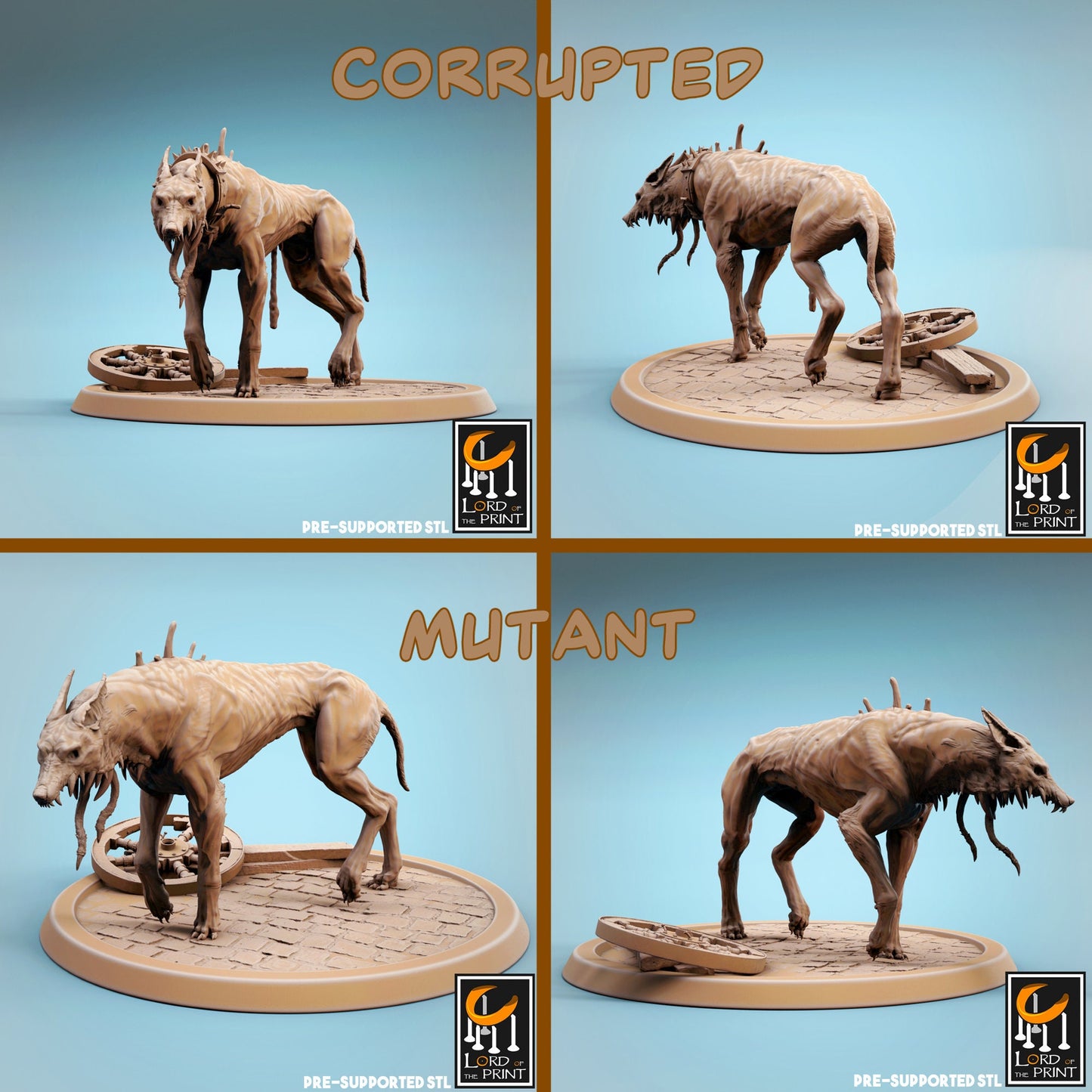 Corrupted Dogs | TABLETOP SCALE | TTRPG Monster Miniature | Rescale Miniatures
