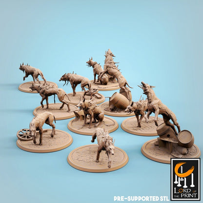 Corrupted Dogs | TABLETOP SCALE | TTRPG Monster Miniature | Rescale Miniatures