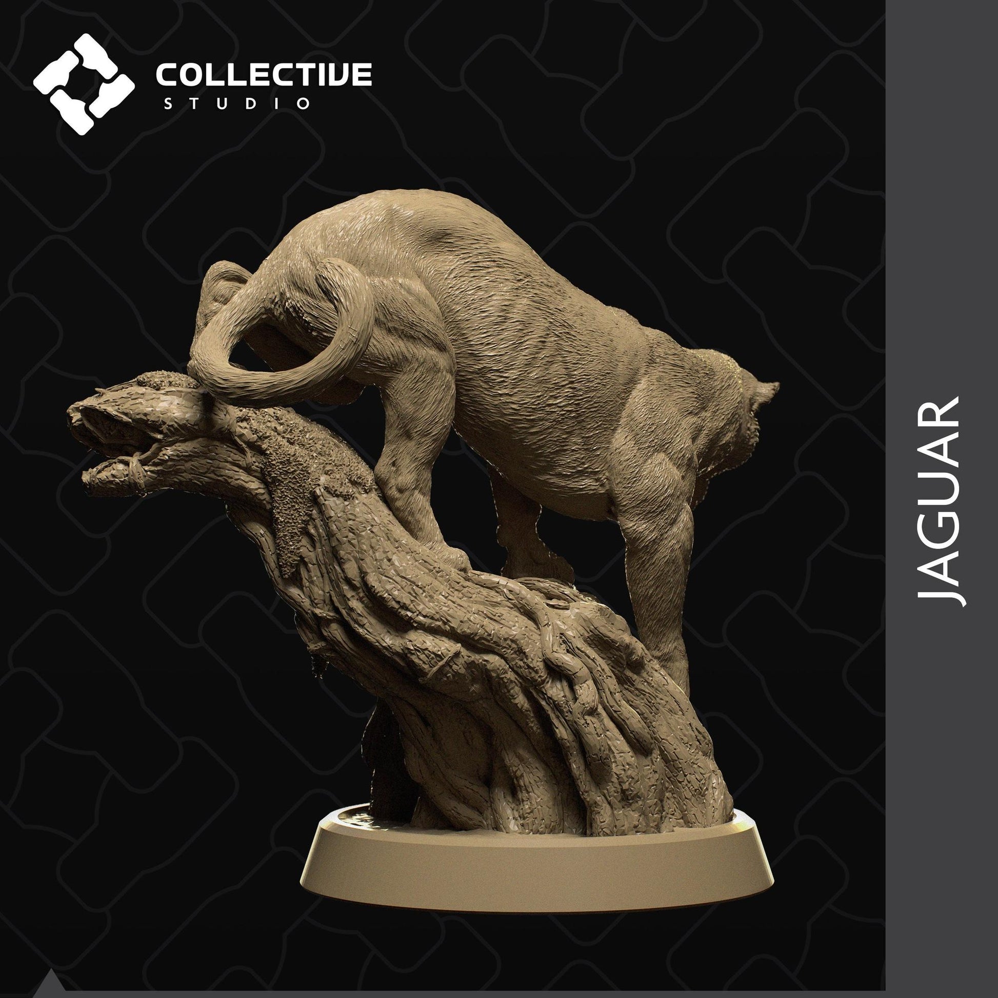 Jaguar, Big Cat in Tree | Tabletop Gaming Mini or Display Figure | Collective Studio