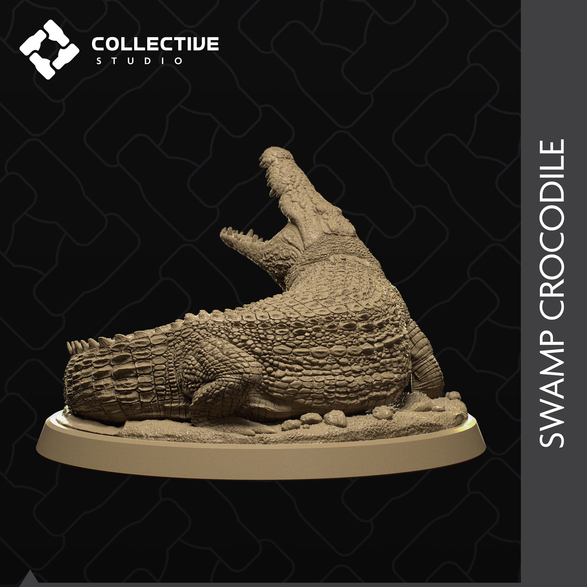 Swamp Crocodile | Tabletop Gaming Mini or Display Figure | Collective Studio