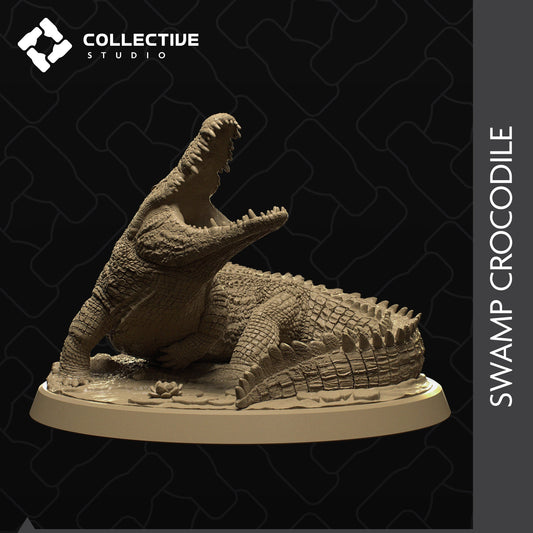 Swamp Crocodile | Tabletop Gaming Mini or Display Figure | Collective Studio