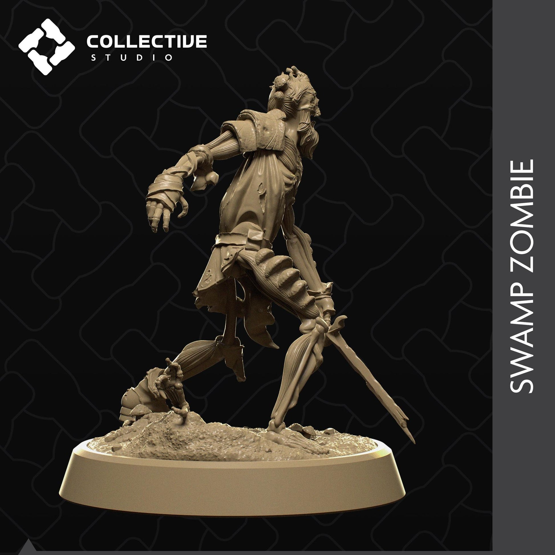Swamp Zombie Skeleton | Tabletop Gaming Mini or Display Figure | Collective Studio