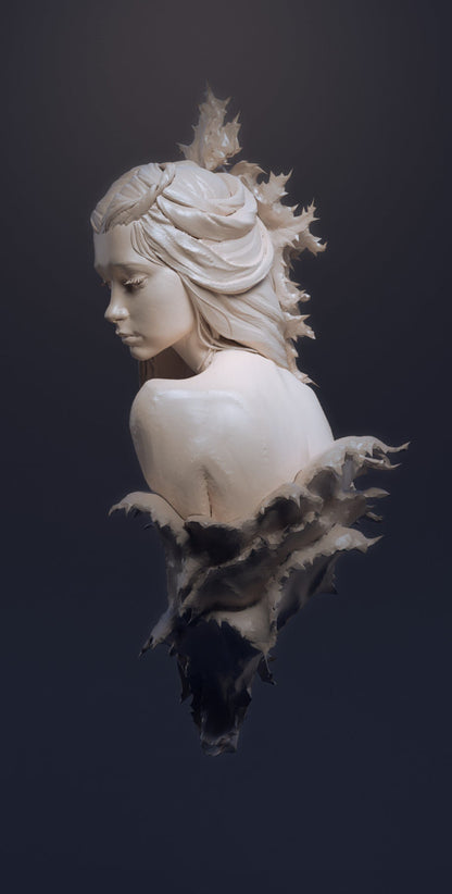 Fae in Prickly Leaves | D&D TTRPG Fantasy Bust | Blackthorn Miniatures