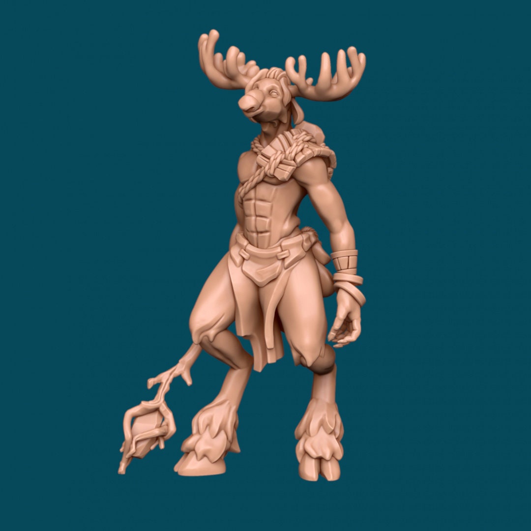 Aila, a Dreamy Mooseman | TTRPG D&D Miniature | Awkward Penguin Minis