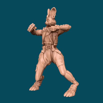 Lucky, a Bunny Monk | D&D TTRPG Miniature | Awkward Penguin Minis