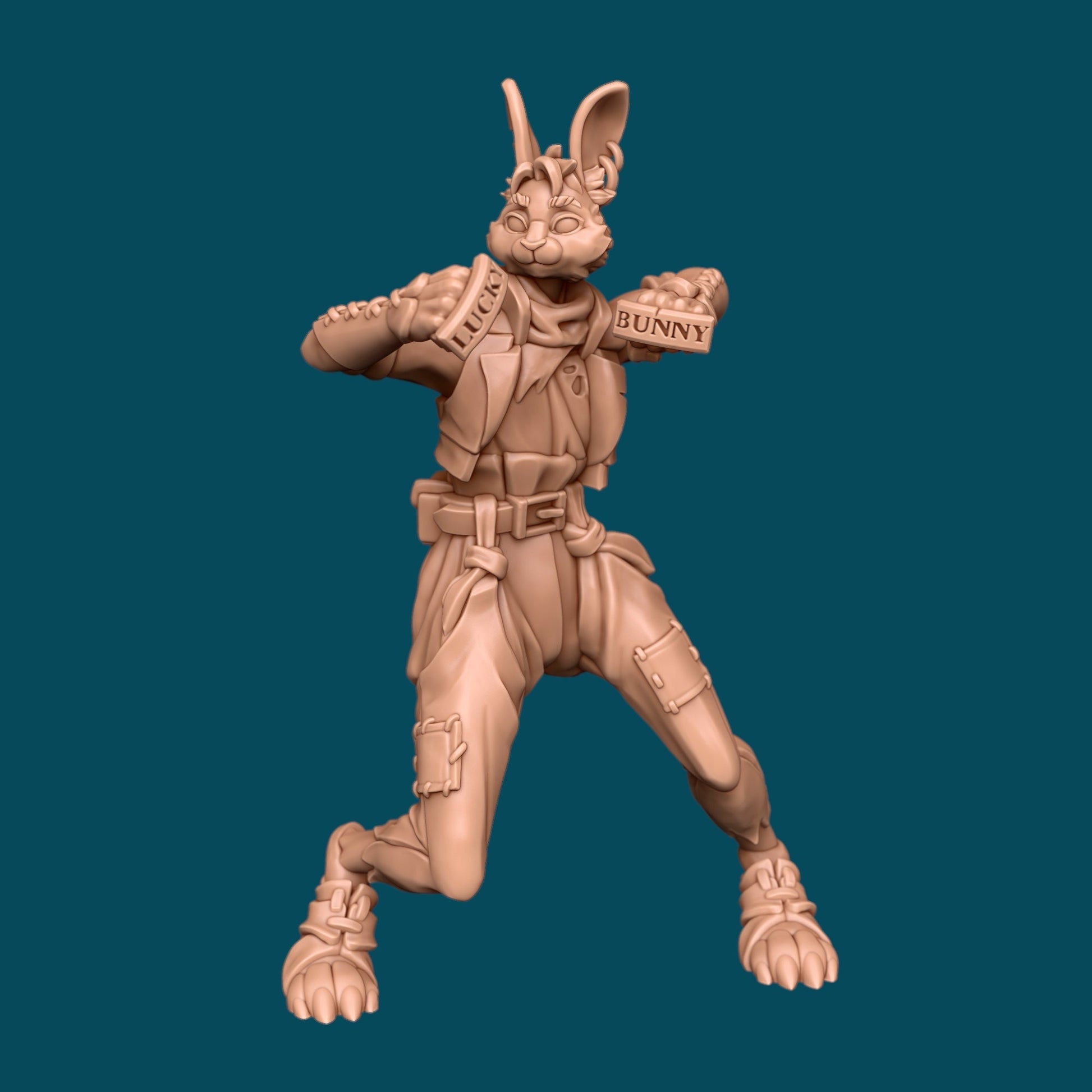 Lucky, a Bunny Monk | D&D TTRPG Miniature | Awkward Penguin Minis