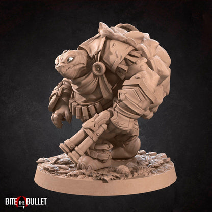 Tortle Hunter | TABLETOP SCALE | D&D TTRPG Miniature | Bite the Bullet | Unpainted, Unplated Resin 8k
