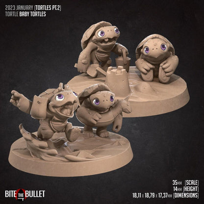 Tortle Babies | TTRPG Miniature | Bite the Bullet | Unpainted, Unplated Resin 8k