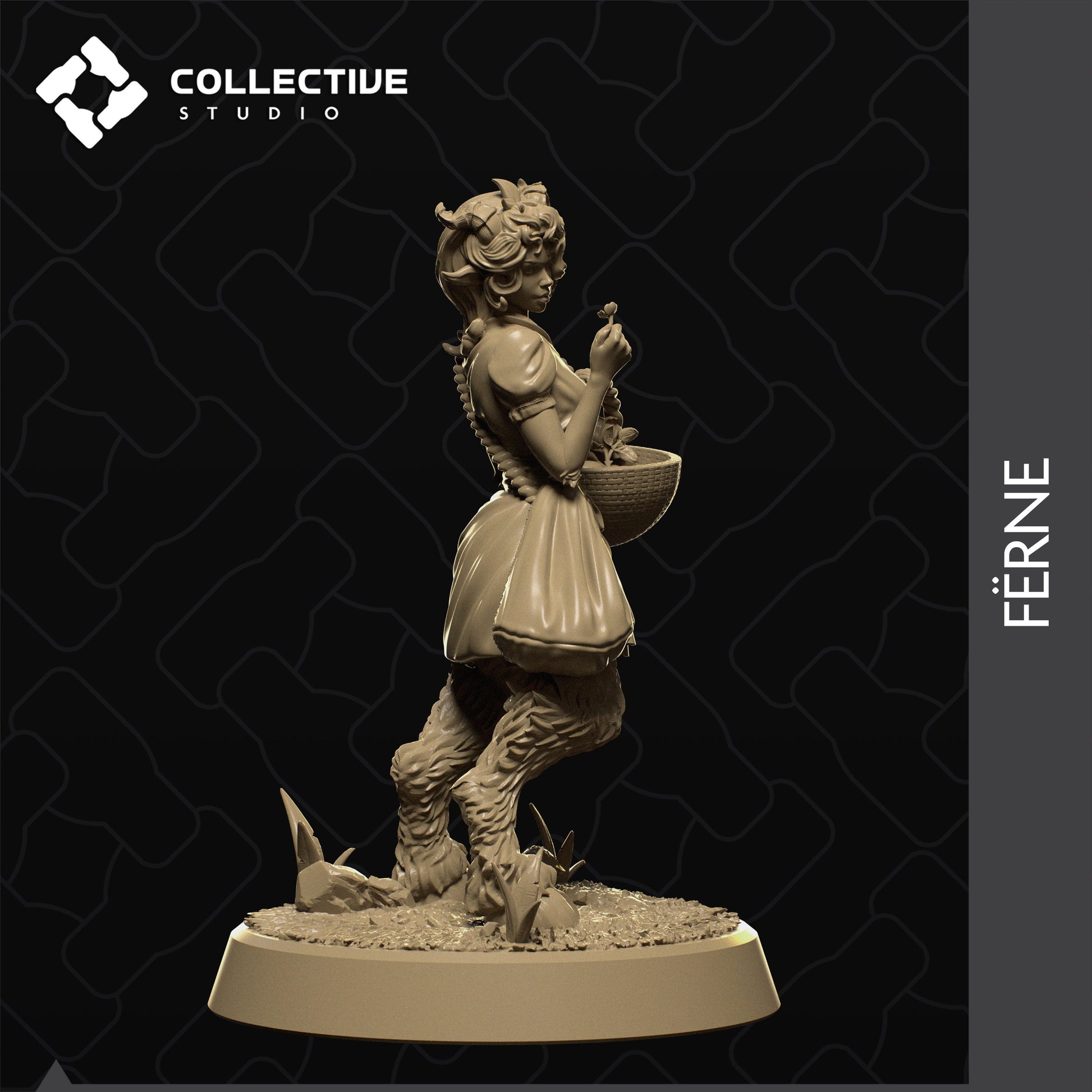 Ferne, Satyr Herbalist, Flower Girl | Tabletop Gaming Mini or Display Figure | Collective Studio