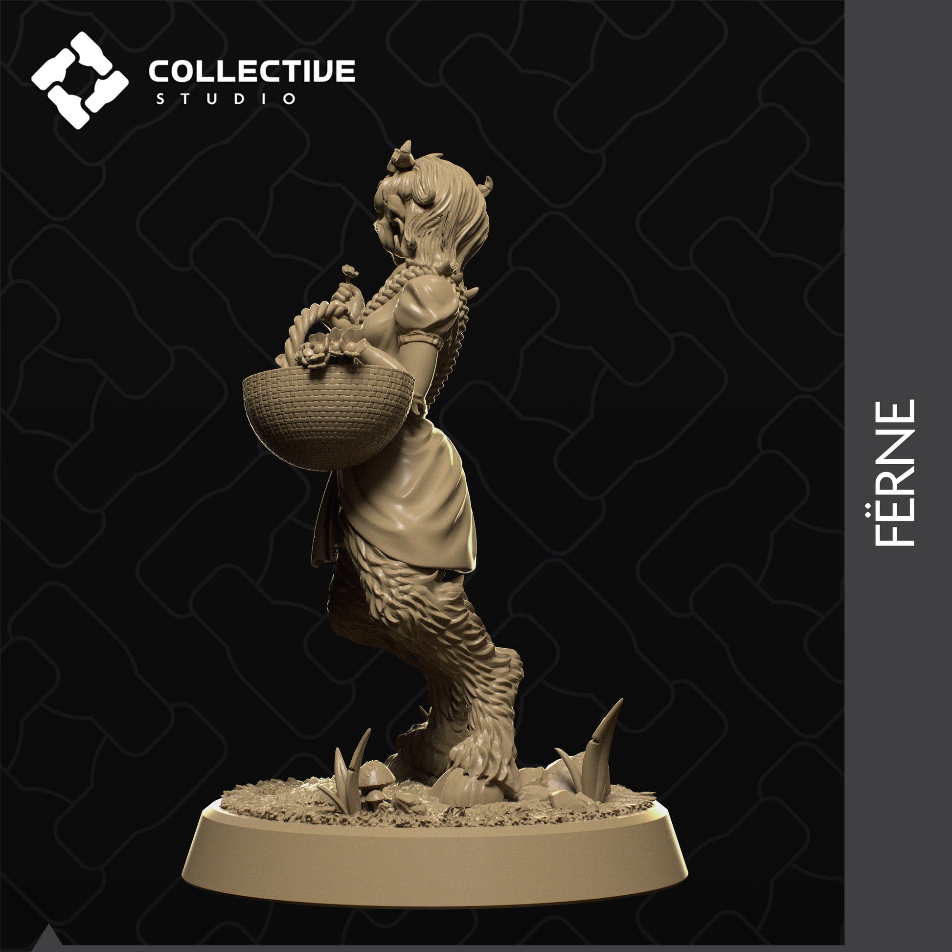 Ferne, Satyr Herbalist, Flower Girl | Tabletop Gaming Mini or Display Figure | Collective Studio