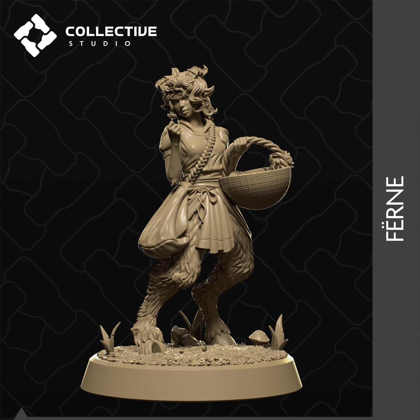 Ferne, Satyr Herbalist, Flower Girl | Tabletop Gaming Mini or Display Figure | Collective Studio