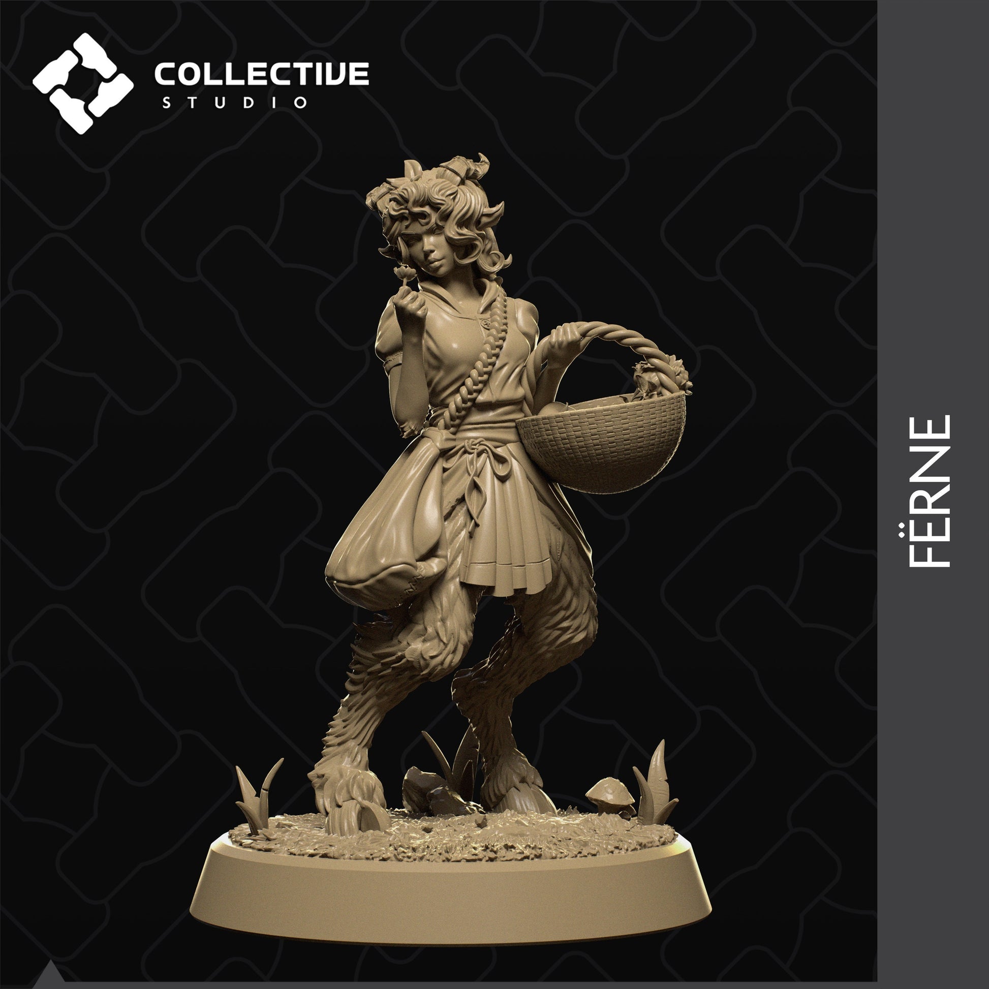 Ferne, Satyr Herbalist, Flower Girl | Tabletop Gaming Mini or Display Figure | Collective Studio