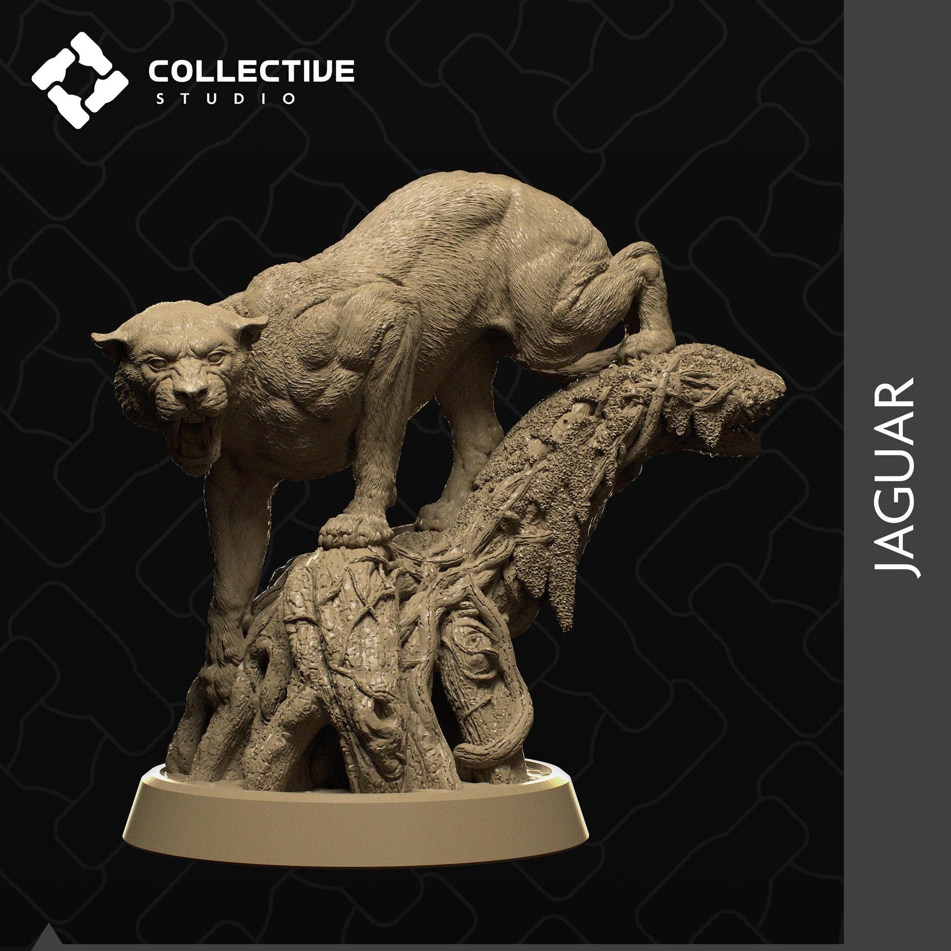 Jaguar, Big Cat in Tree | Tabletop Gaming Mini or Display Figure | Collective Studio
